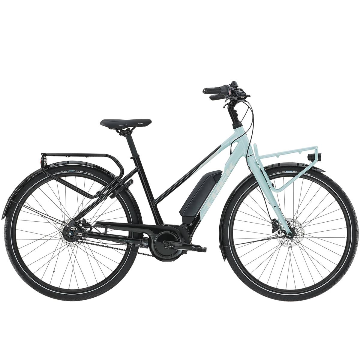 Vélo de ville électrique Femme TREK District  2 Stagger Turquoise 500Wh ...