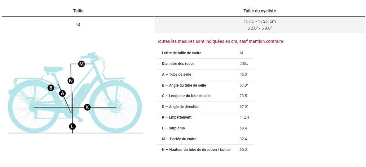 Guide des tailles Vlo lectrique ELECTRA Loft Go! 5i EQ Step-Thru 400Wh Portobello